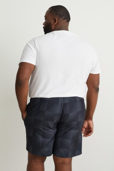 Herren XL - Badeshorts - kariert - schwarz