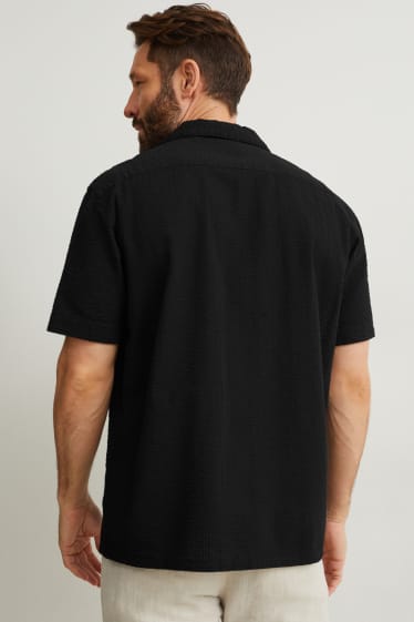 Hommes - Chemise - regular fit - col à revers - noir