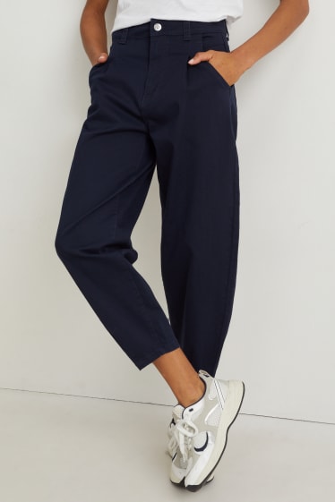 Dámské - Kalhoty - mid waist - tapered fit - tmavomodrá