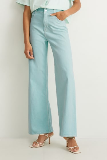Femmes - Loose fit jean - high waist - LYCRA® - vert menthe