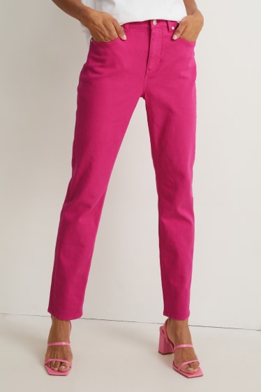 Donna - Pantaloni - vita alta - Flex - fucsia