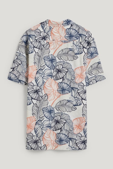 Hommes - Chemise - regular fit - col à revers - lin mélangé - à motif - blanc crème