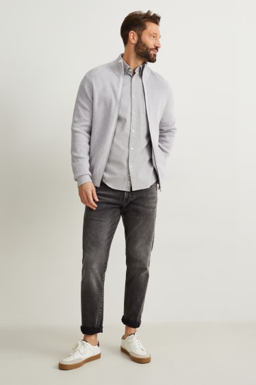 Herren - Strickjacke - hellgrau-melange