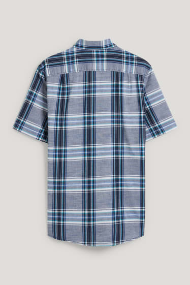 Pánské - Košile - regular fit - button-down - kostkovaná - modrá
