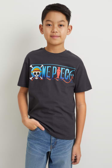 Reverskraag - One Piece - T-shirt - zwart