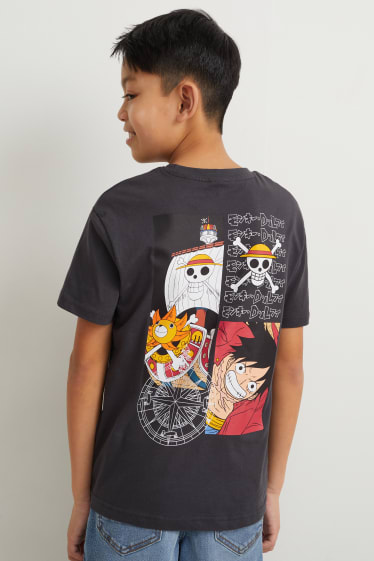 Reverskraag - One Piece - T-shirt - zwart
