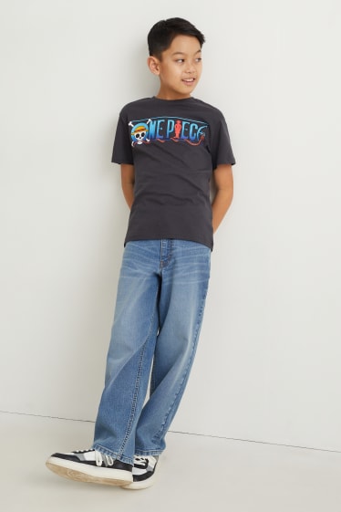 Reverskraag - One Piece - T-shirt - zwart
