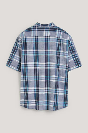 Uomo XL - Camicia - regular fit - button down - a quadretti - blu