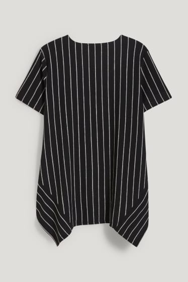 Damen - T-Shirt - gestreift - schwarz