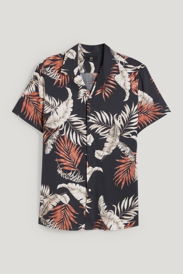Uomo - Camicia - slim fit - collo con rever - nero
