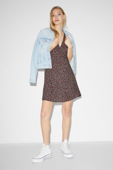 Clockhouse Girls - CLOCKHOUSE - empire-jurk - gebloemd - zwart