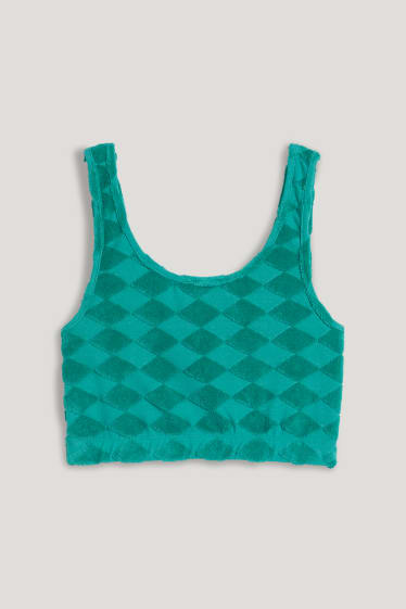 Online exclusive - CLOCKHOUSE - cropped top - check - dark green