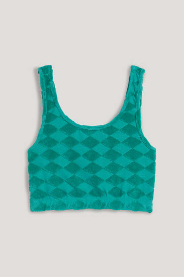 Exklusiv Online - CLOCKHOUSE - Crop Top - kariert - dunkelgrün