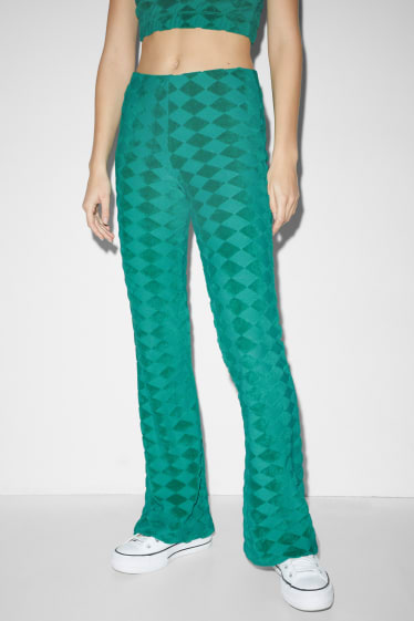 Esclusiva online - CLOCKHOUSE - pantaloni di jersey - comfort fit - a quadretti - verde