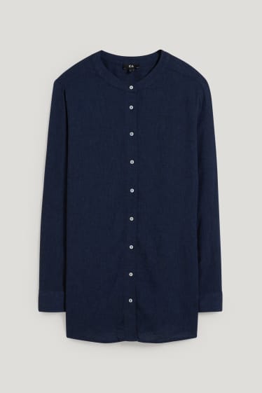 Donna - Blusa - misto lino - blu scuro