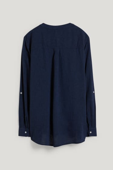 Donna - Blusa - misto lino - blu scuro
