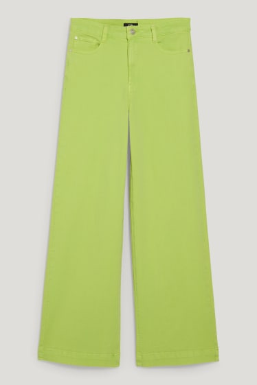 Donna - Jeans a gamba ampia - vita alta - verde chiaro