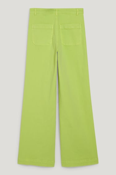 Donna - Jeans a gamba ampia - vita alta - verde chiaro