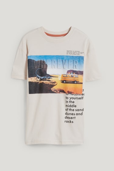 Reverskraag - T-shirt - licht beige