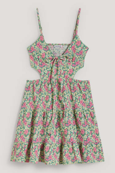 Clockhouse femme - CLOCKHOUSE - robe évasée - à fleurs - vert