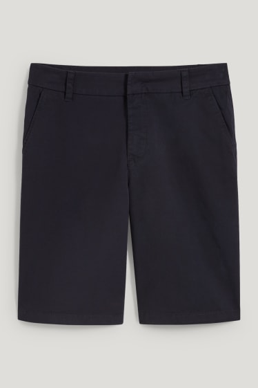 Women - Basic Bermuda shorts - mid-rise waist - dark blue