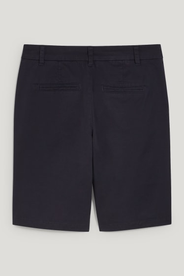 Women - Basic Bermuda shorts - mid-rise waist - dark blue