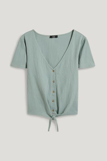 Femmes - T-shirt noué - vert menthe