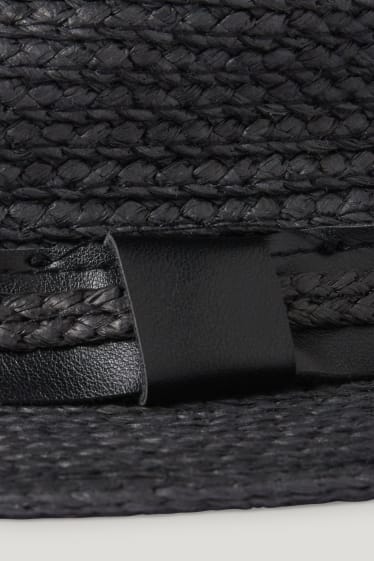 Men - Straw hat - black