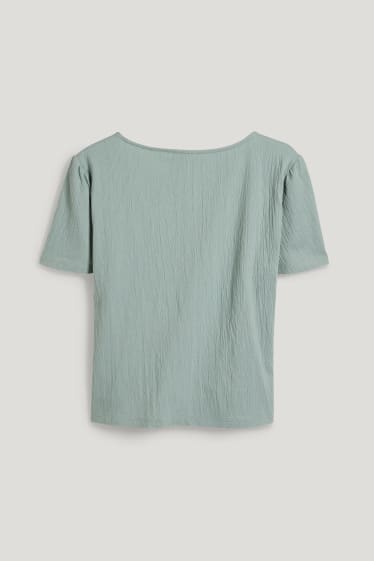 Femmes - T-shirt noué - vert menthe