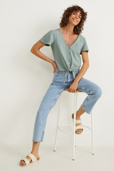 Femmes - T-shirt noué - vert menthe