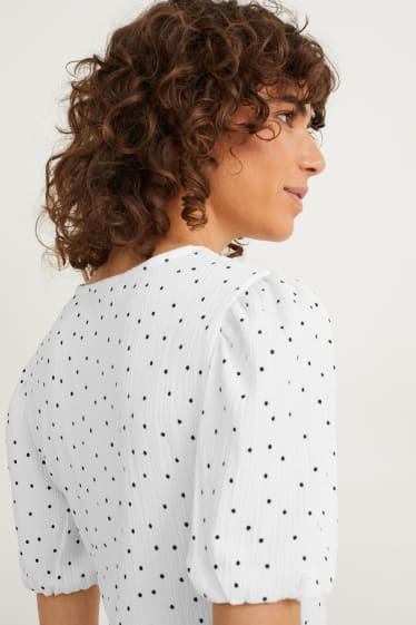 Damen - T-Shirt - gepunktet - weiß