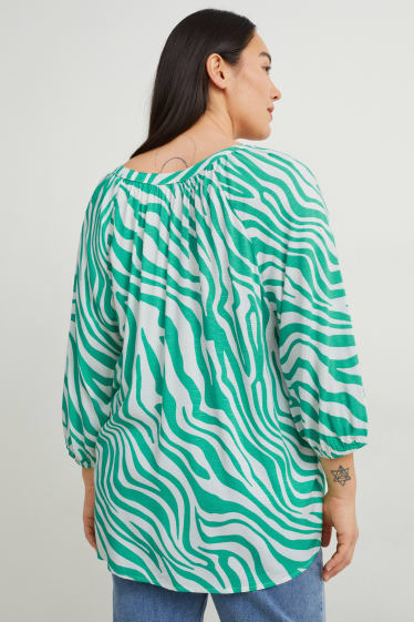 Women - Blouse - patterned - green / cremewhite