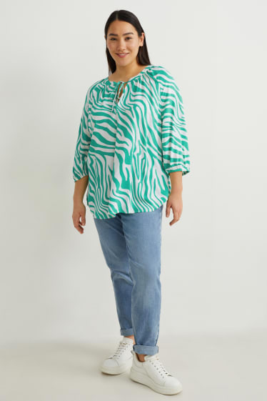 Women - Blouse - patterned - green / cremewhite