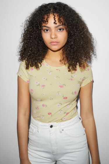 Clockhouse Girls - CLOCKHOUSE - T-shirt - gebloemd - lichtgeel
