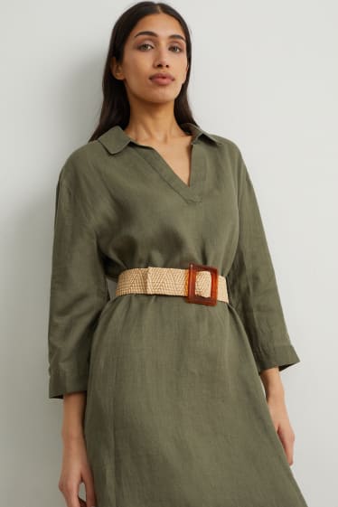 Femmes - Ceinture en paille - à motifs - beige