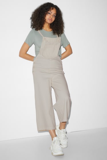 Clockhouse femme - CLOCKHOUSE- pantalon salopette - wide leg - blanc crème