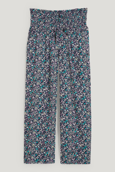 Donna - Pantaloni premaman - palazzo - a fiori - blu scuro