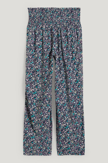 Donna - Pantaloni premaman - palazzo - a fiori - blu scuro