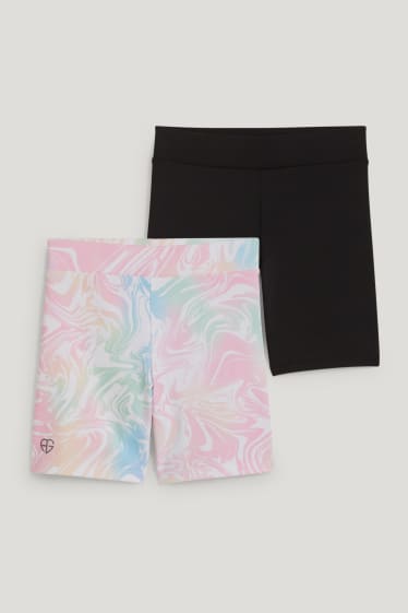 Kids Girls - Set van 2 - fietsbroek - zwart