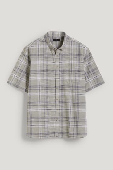 Men XL - Shirt - regular fit - button-down collar - check - light green