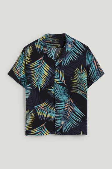 Hommes grandes tailles - Chemise - slim fit - col à revers - bleu foncé