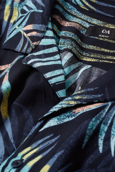 Hommes grandes tailles - Chemise - slim fit - col à revers - bleu foncé