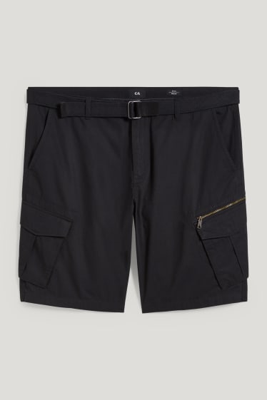 Men XL - Cargo shorts with belt - black