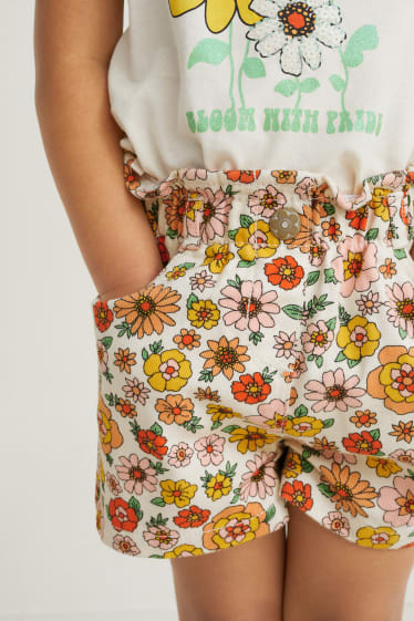 Filles - Short - à fleurs - blanc crème