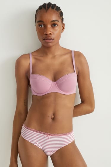 Damen - Multipack 2er - BH mit Bügel - FULL COVERAGE - wattiert - weiß / rosa
