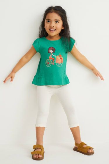 Niñas - Set - 2 camisetas de manga corta y leggings - 3 piezas - verde