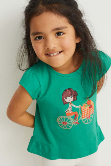 Niñas - Set - 2 camisetas de manga corta y leggings - 3 piezas - verde