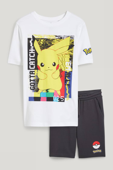 Kids Boys - Pokémon - Set - Kurzarmshirt und Sweatshorts - 2 teilig - weiß