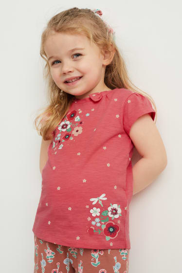 Batolata dívky - Souprava - tričko s krátkým rukávem a scrunchie gumička do vlasů - 2dílná - růžová
