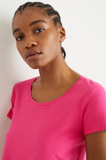 Damen - Basic-T-Shirt-Kleid - pink